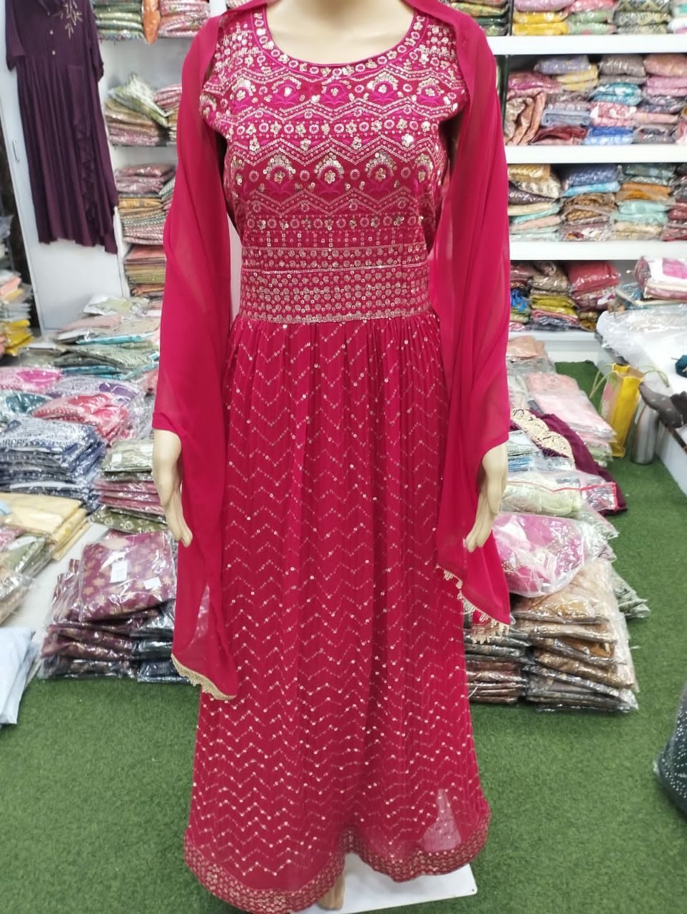 Beautiful Designer Pure Georgette Long Gown