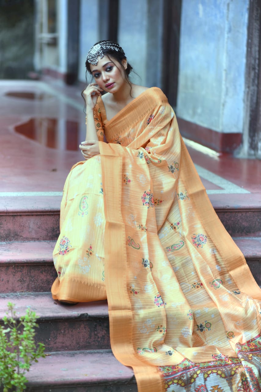 Beautiful Designer Tussar silk Saree