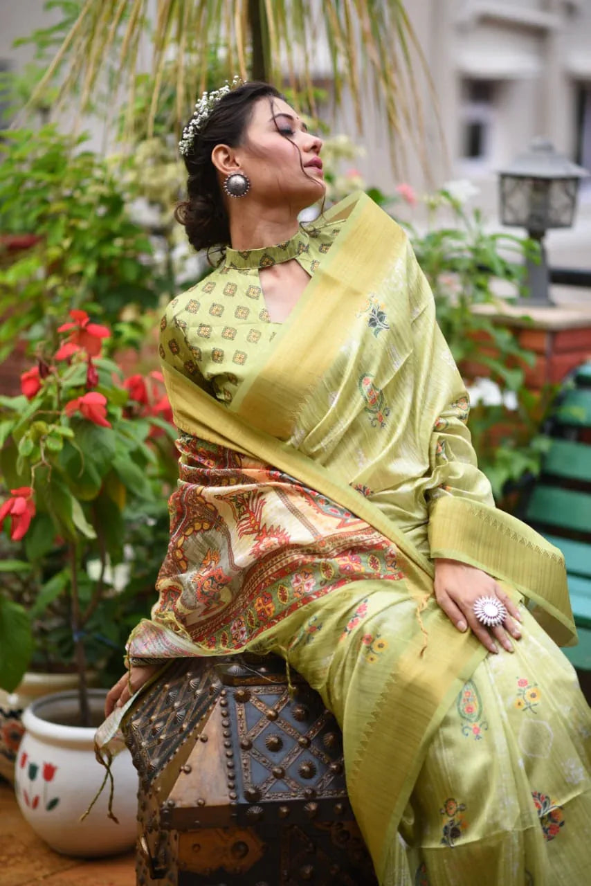 Beautiful Designer Tussar silk Saree