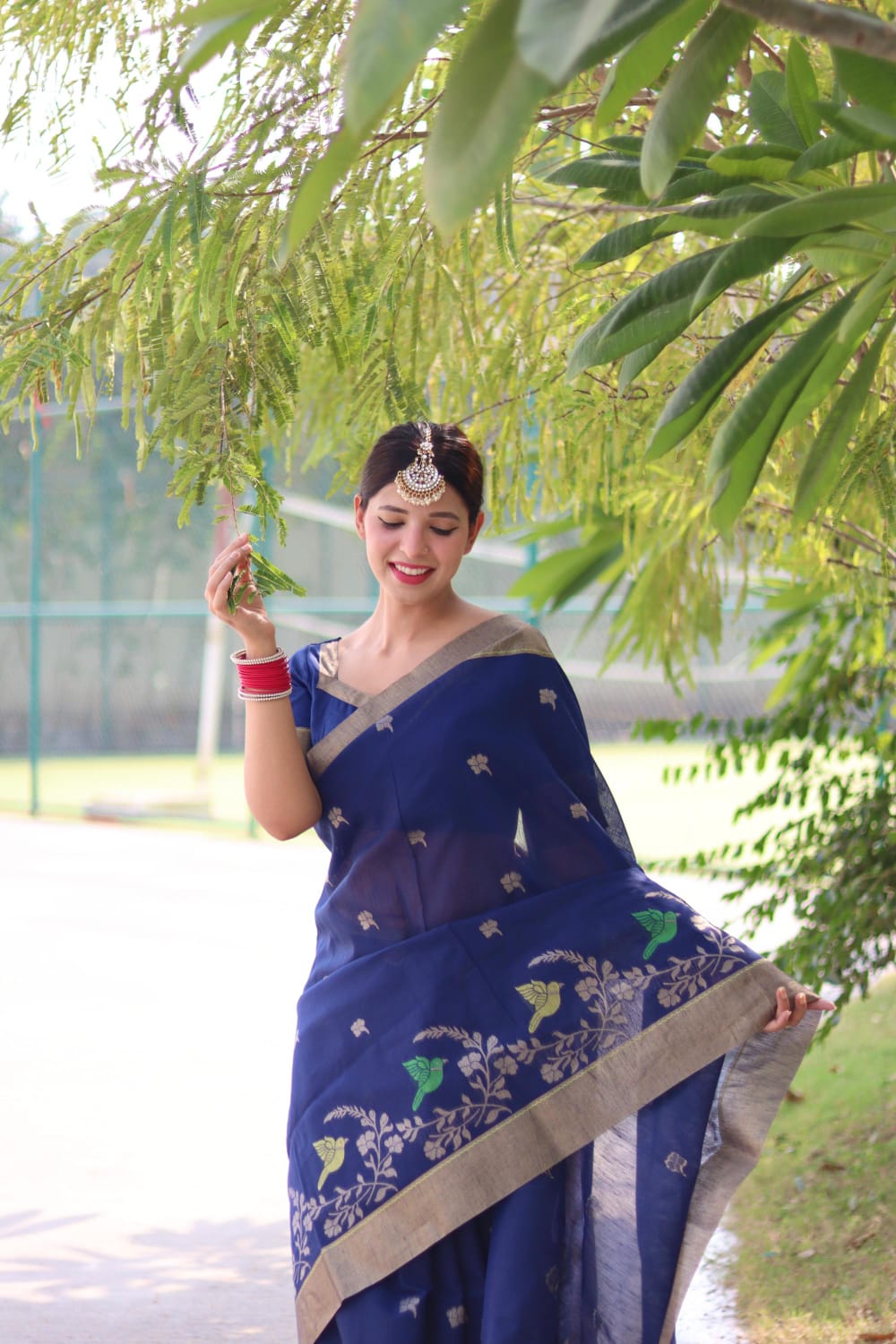 Beautiful Designer Pure Linen Silk Saree
