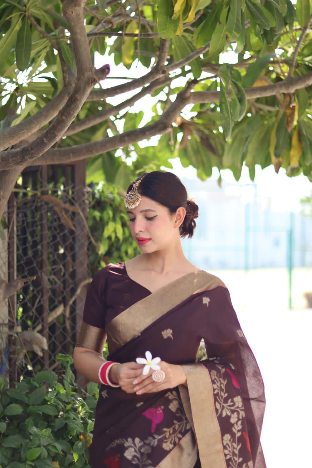 Beautiful Designer Pure Linen Silk Saree