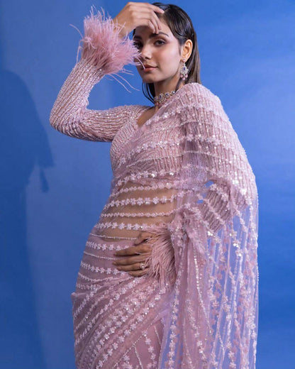 Beautiful Designer Heavy Butterfly Net Exclusive Sequenc Saree Design 5274