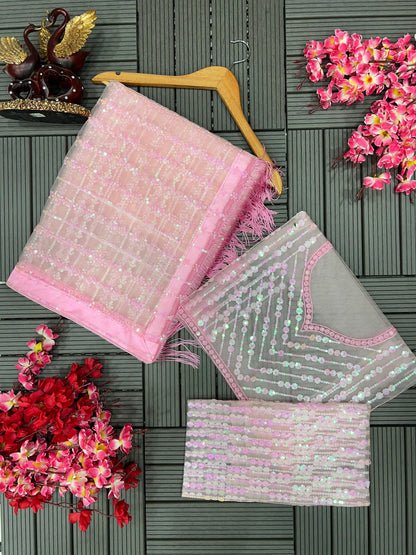 Beautiful Designer Heavy Butterfly Net Exclusive Sequenc Saree Design 5274