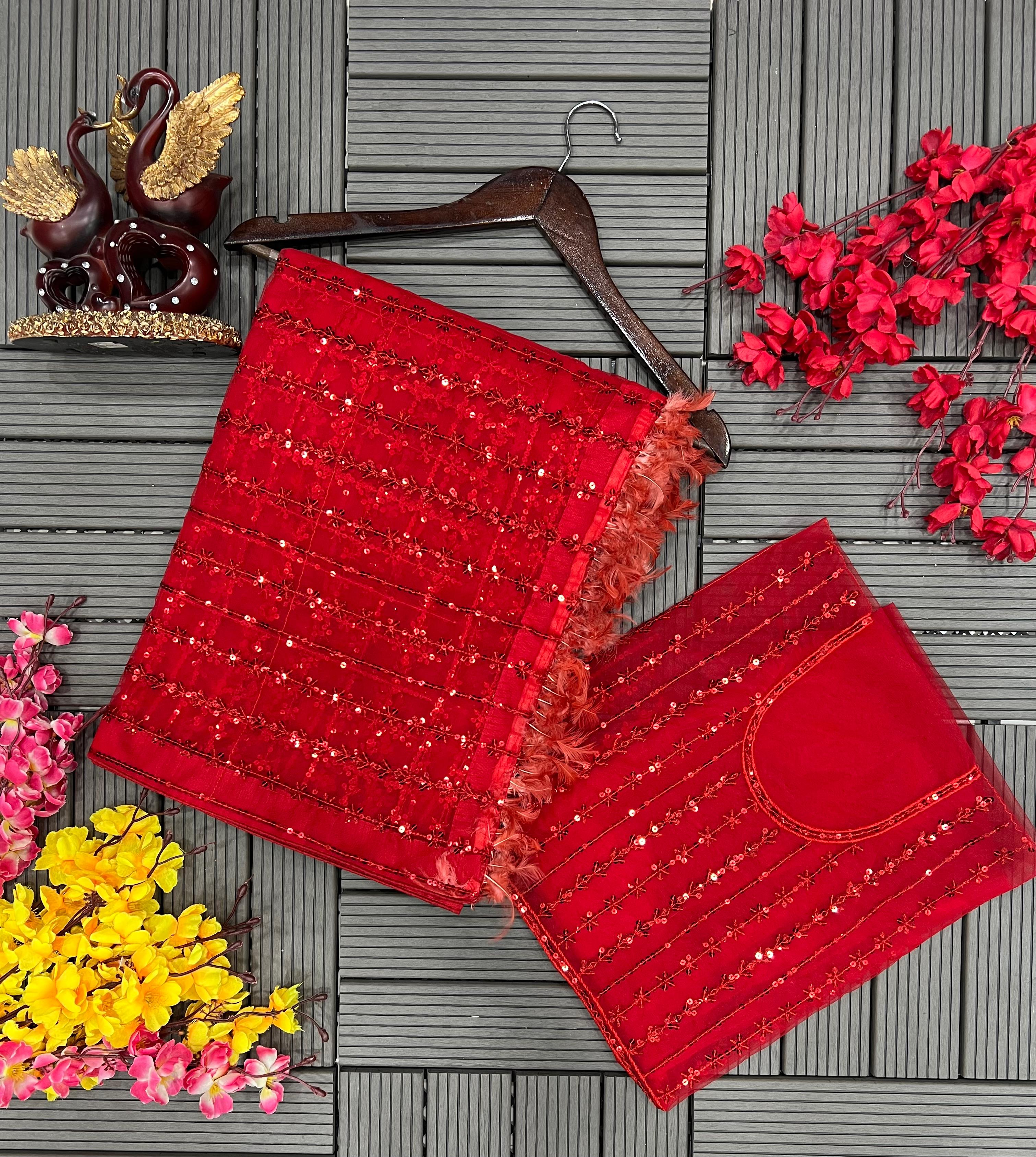 Beautiful Designer Heavy Butterfly Net Exclusive Sequenc Saree Design 5274