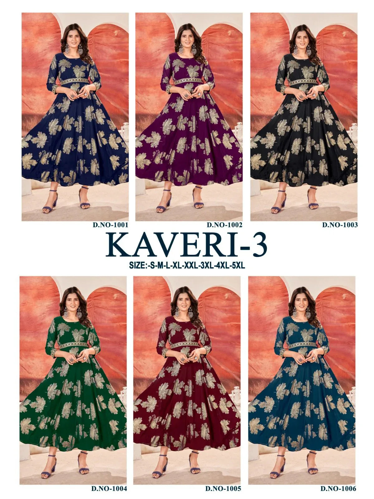 Kaveri-3 Faux Georgette Foil Gold Print Kurti Trendy Kurti (699x06)