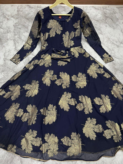 Kaveri-3 Faux Georgette Foil Gold Print Kurti Trendy Kurti (699x06)