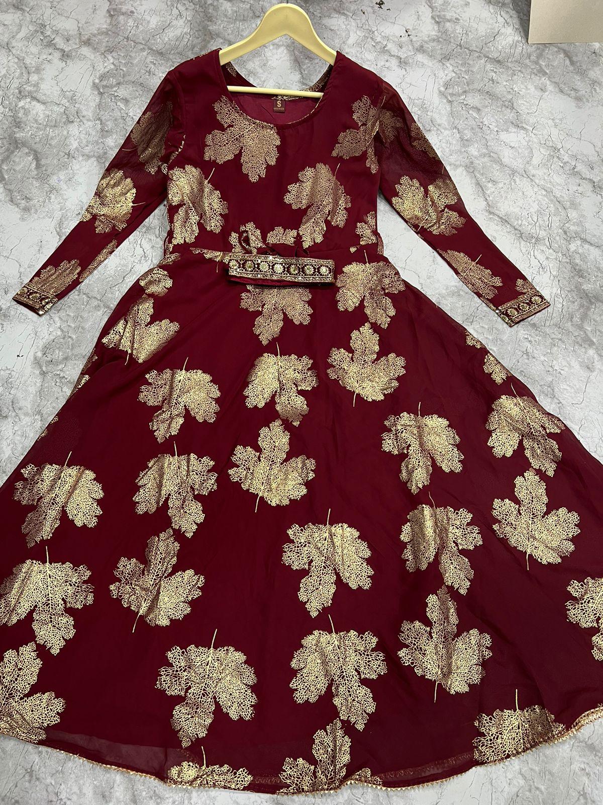 Kaveri-3 Faux Georgette Foil Gold Print Kurti Trendy Kurti (699x06)