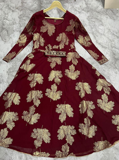Kaveri-3 Faux Georgette Foil Gold Print Kurti Trendy Kurti (699x06)