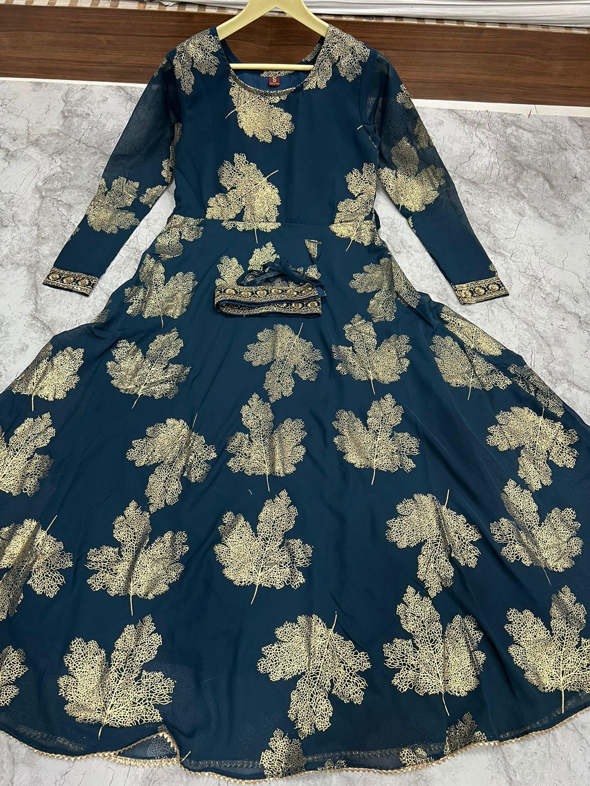 Kaveri-3 Faux Georgette Foil Gold Print Kurti Trendy Kurti (699x06)