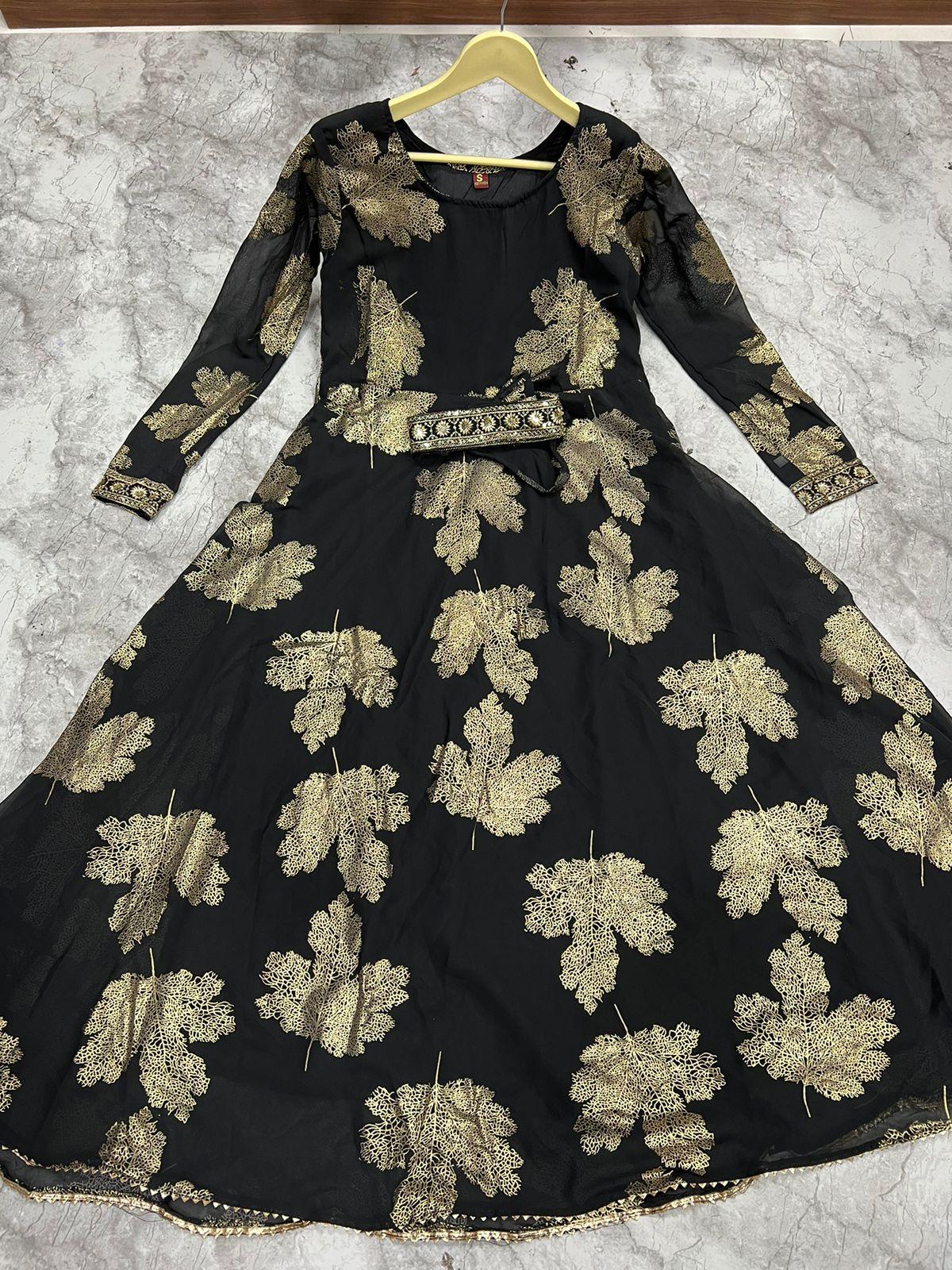 Kaveri-3 Faux Georgette Foil Gold Print Kurti Trendy Kurti (699x06)
