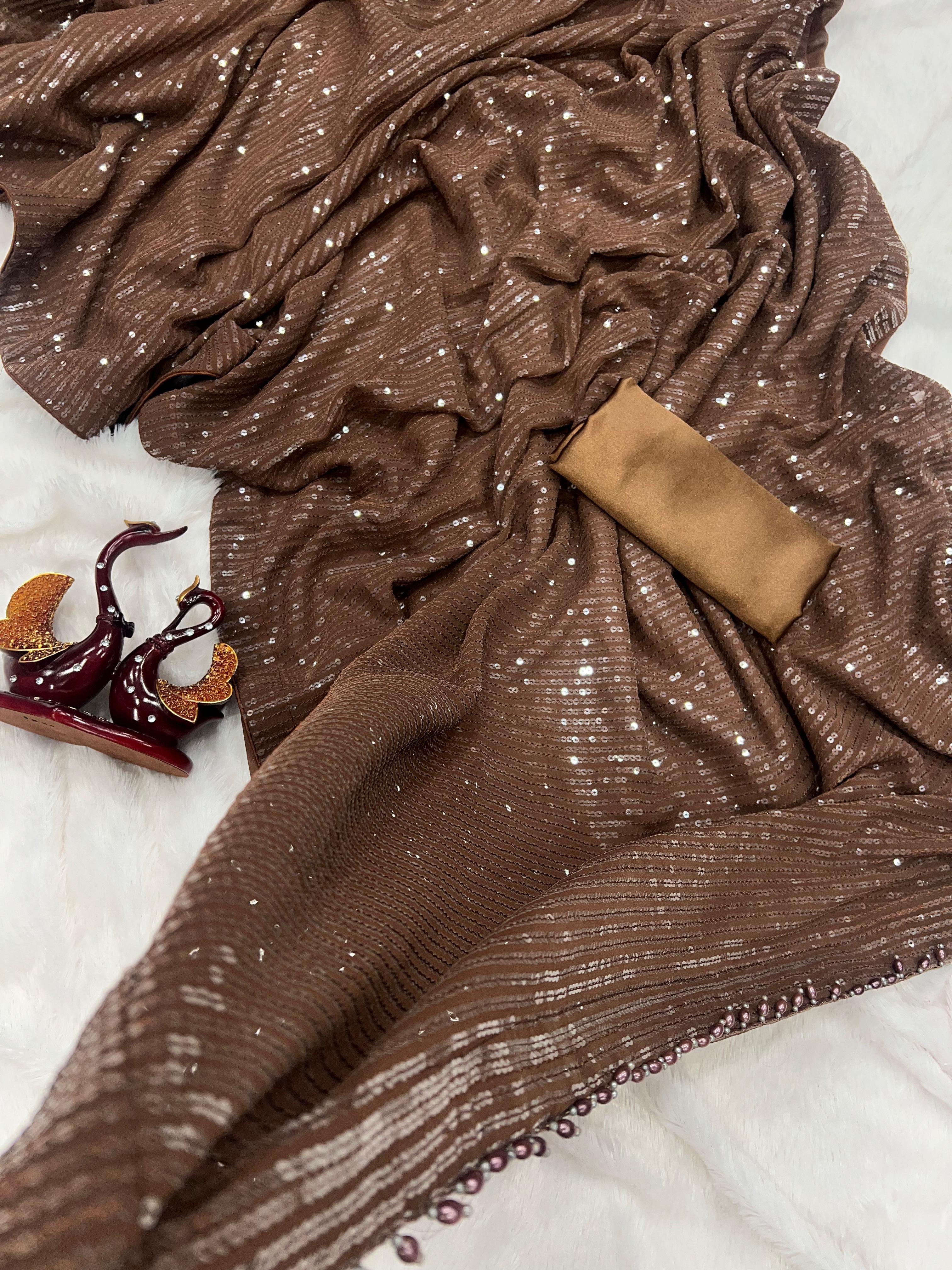 Beautiful Designer Heavy Georgette Exclusive Sequanc Saree Design 5308