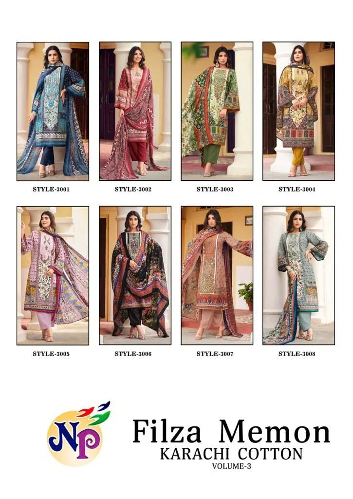 Nand Gopal Filza Memon Vol 3 Cotton Karachi Style Prints Salwar Kameez Materials (345x12)