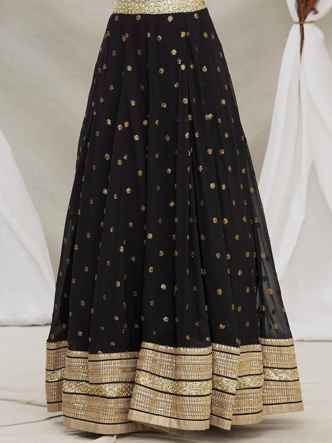 Beautiful Designer Georgette Black Sequenc Lehenga
