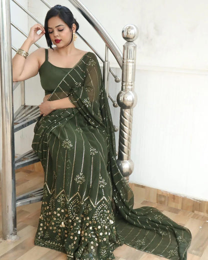 Beautiful Designer Soft Georgette Exclusive Sequanc Saree