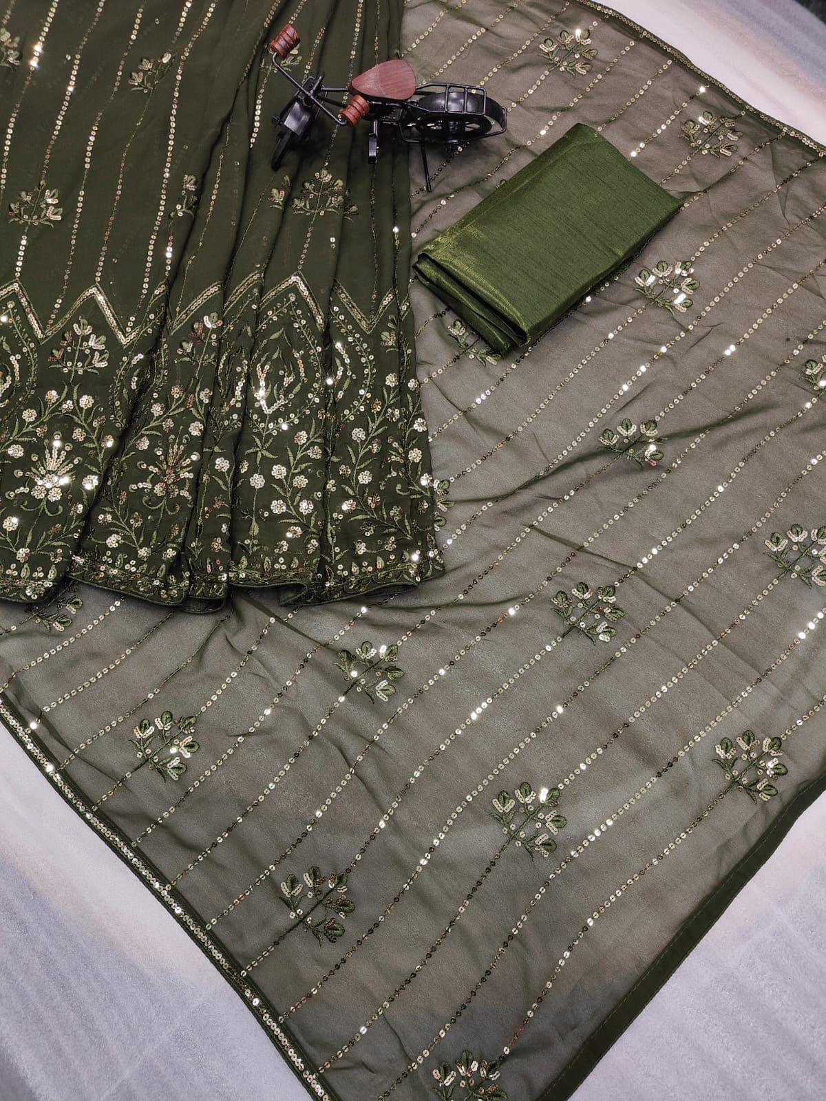 Beautiful Designer Soft Georgette Exclusive Sequanc Saree