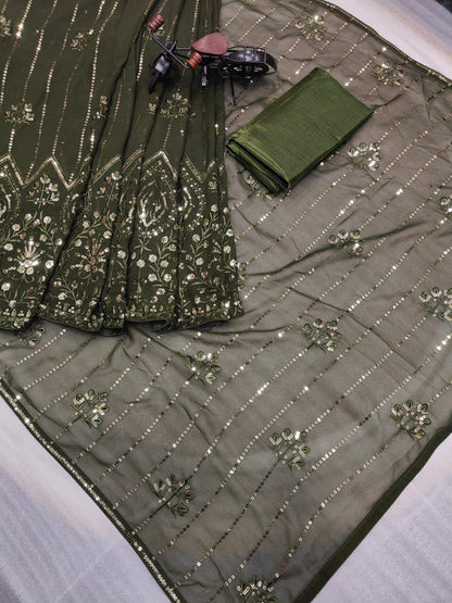 Beautiful Designer Soft Georgette Exclusive Sequanc Saree