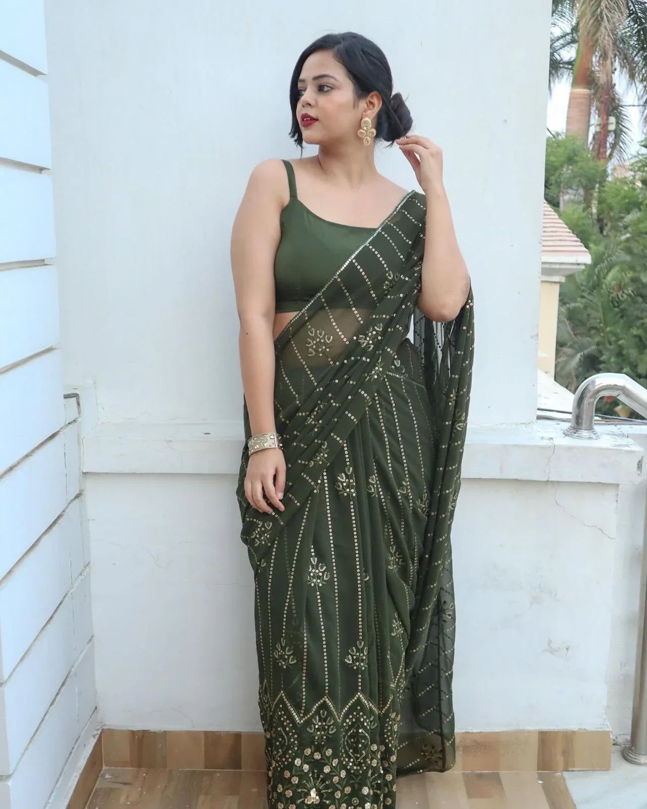 Beautiful Designer Soft Georgette Exclusive Sequanc Saree