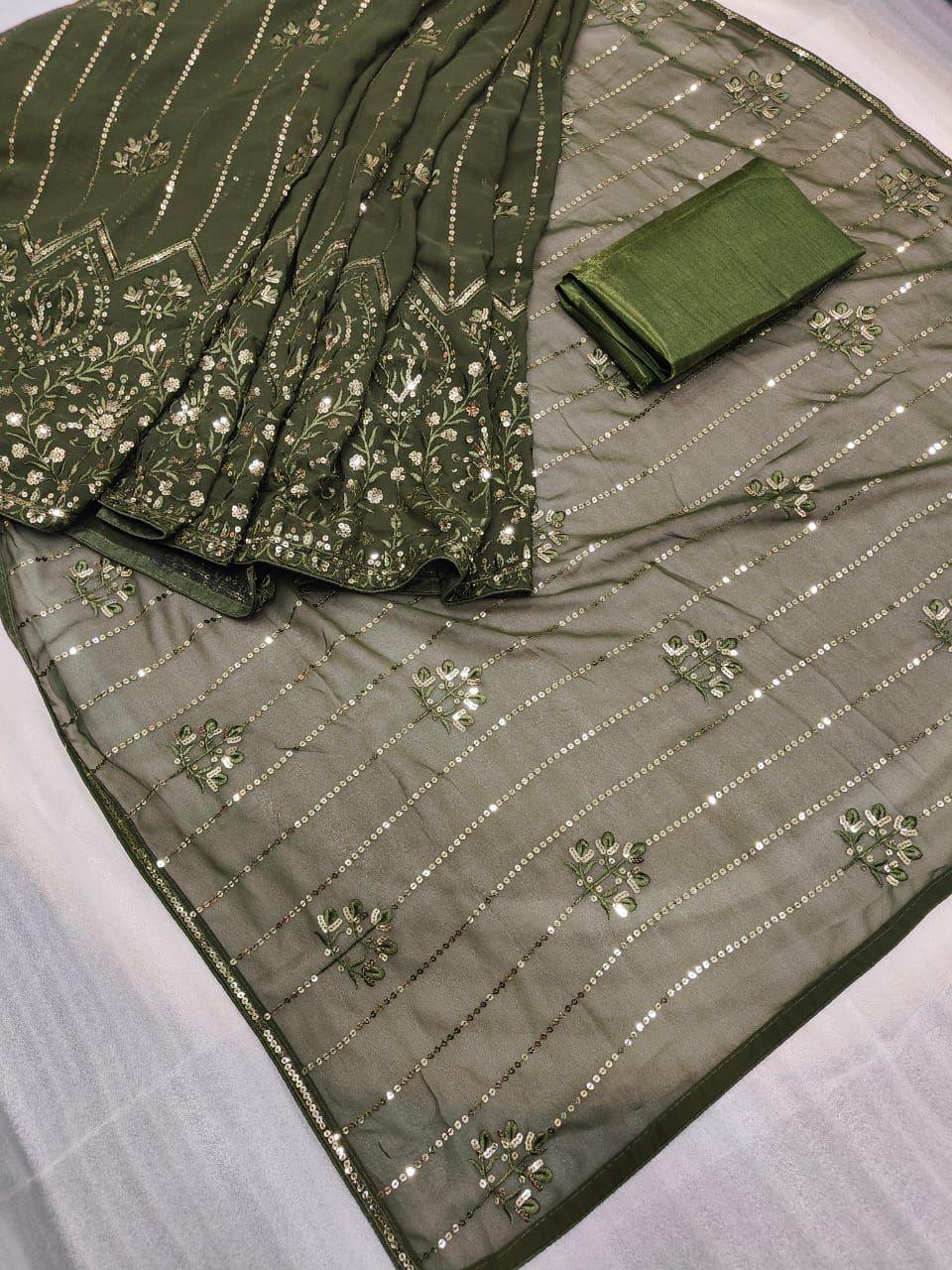 Beautiful Designer Soft Georgette Exclusive Sequanc Saree