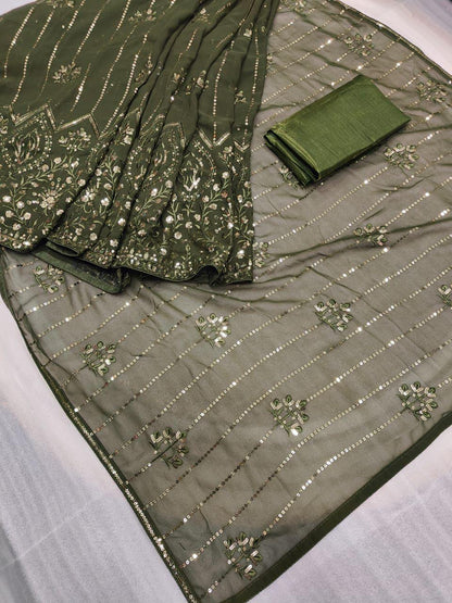 Beautiful Designer Soft Georgette Exclusive Sequanc Saree