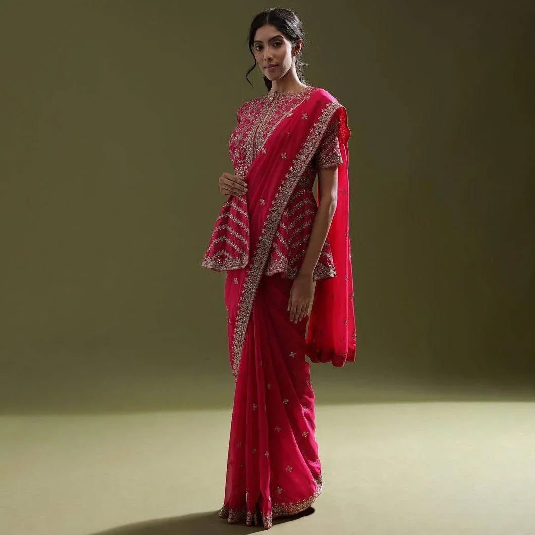 Beautiful Designer Soft Organza Exclusive Sequins Saree Design 412