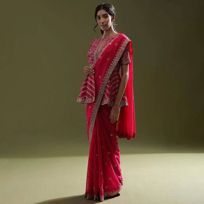 Beautiful Designer Soft Organza Exclusive Sequins Saree Design 412