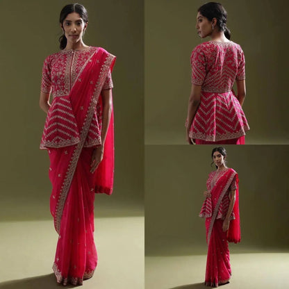 Beautiful Designer Soft Organza Exclusive Sequins Saree Design 412