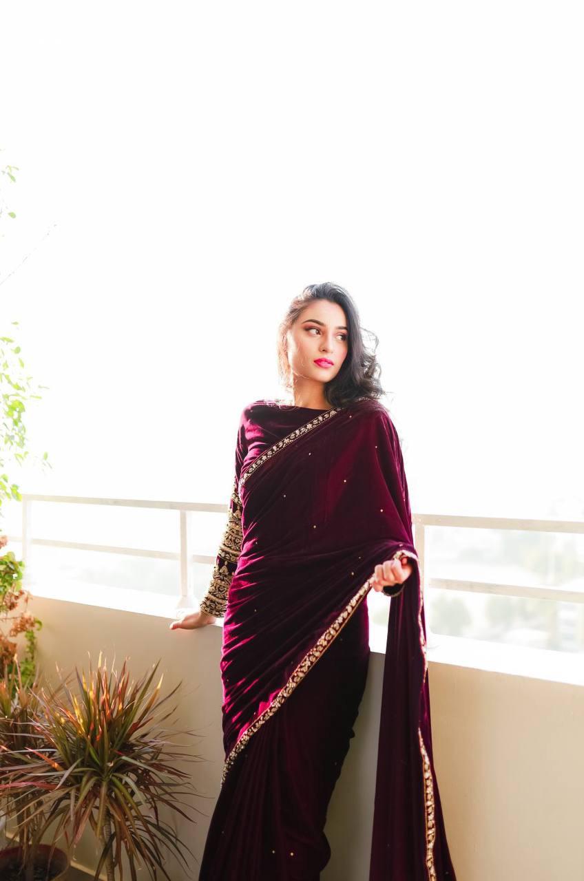 Beautiful Designer Wedding Special Pure 9000 Velvet Saree