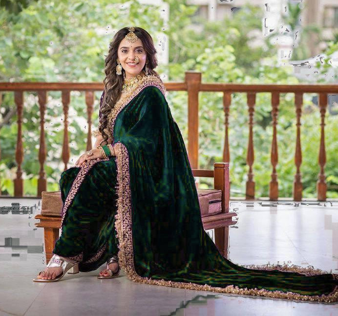 Beautiful Designer Wedding Special Pure 9000 Velvet Saree 376