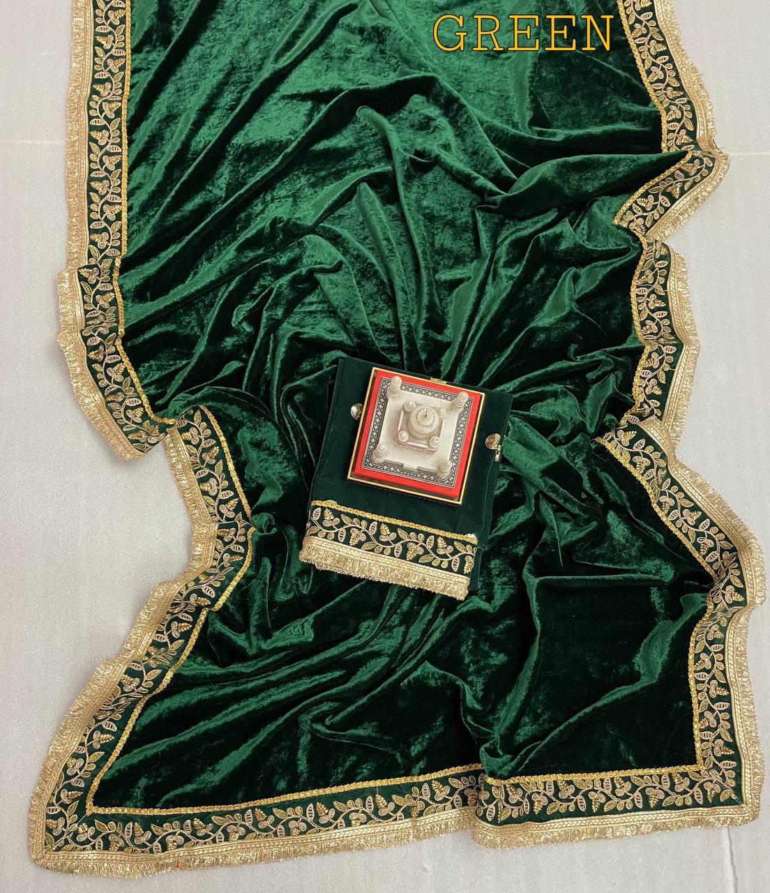 Beautiful Designer Wedding Special Pure 9000 Velvet Saree 376