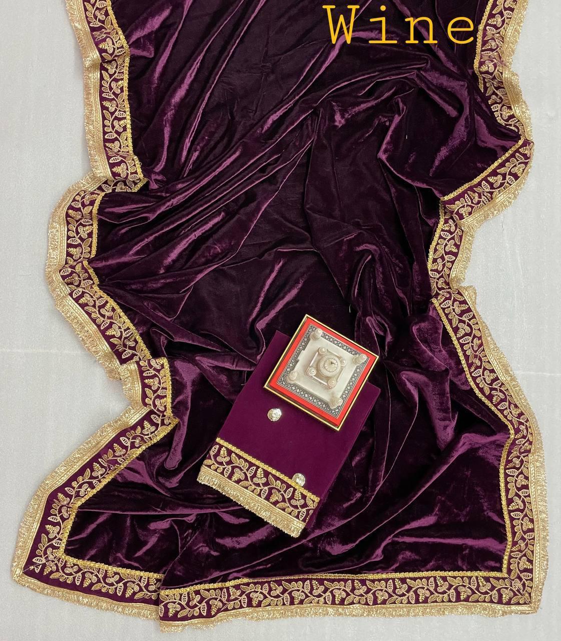 Beautiful Designer Wedding Special Pure 9000 Velvet Saree 376
