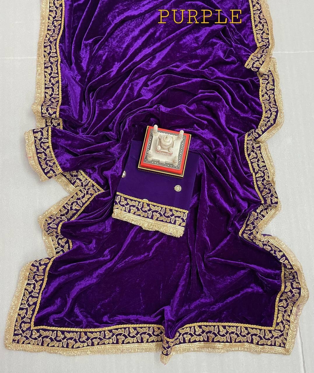 Beautiful Designer Wedding Special Pure 9000 Velvet Saree 376