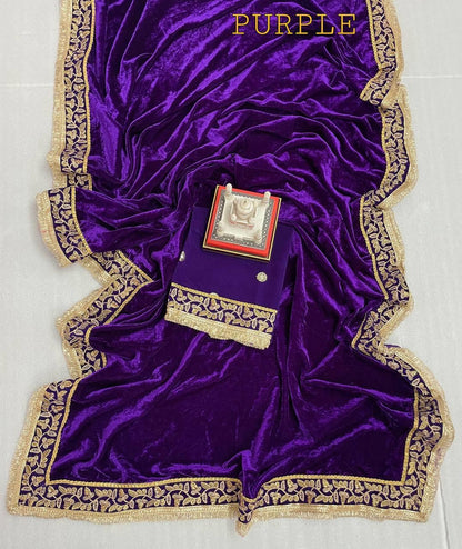 Beautiful Designer Wedding Special Pure 9000 Velvet Saree 376