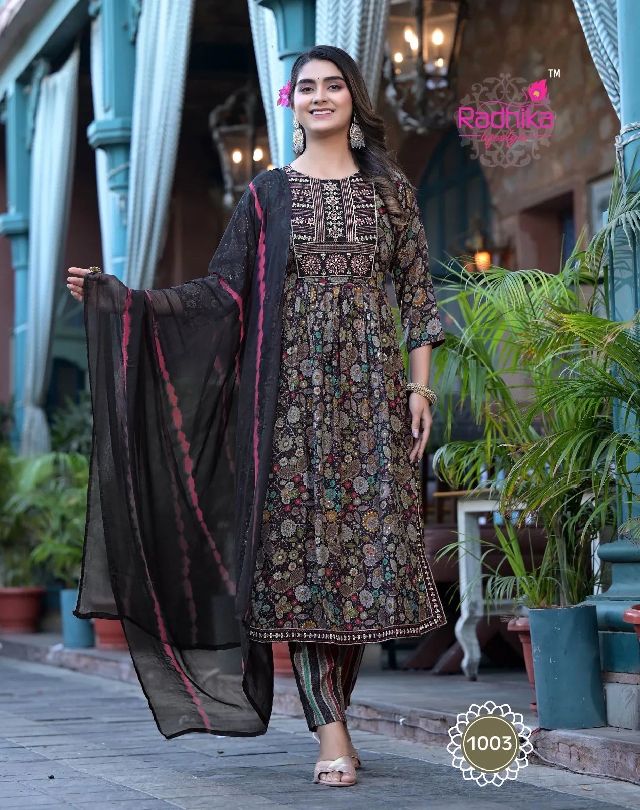 Radhika lifestyle Resham Vol 1 Top Pant Dupptta Nayra Cut 3 Pcs (685x08)