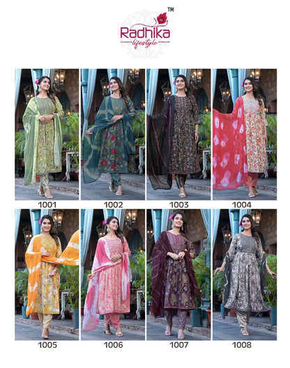 Radhika lifestyle Resham Vol 1 Top Pant Dupptta Nayra Cut 3 Pcs (685x08)
