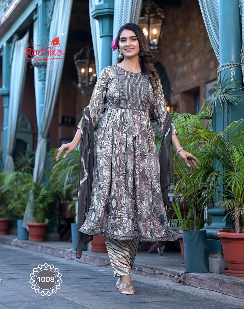 Radhika lifestyle Resham Vol 1 Top Pant Dupptta Nayra Cut 3 Pcs (685x08)