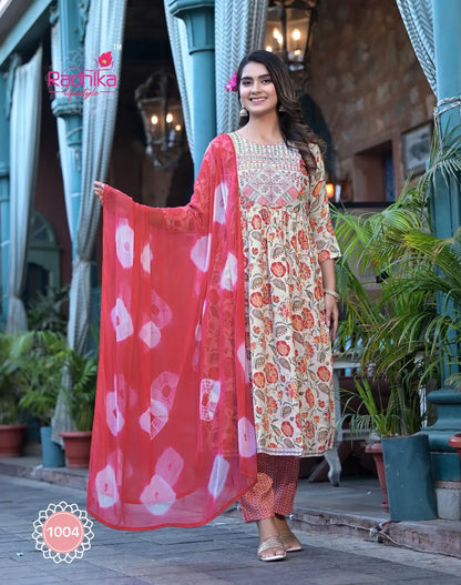 Radhika lifestyle Resham Vol 1 Top Pant Dupptta Nayra Cut 3 Pcs (685x08)