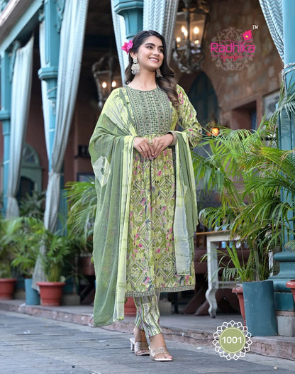 Radhika lifestyle Resham Vol 1 Top Pant Dupptta Nayra Cut 3 Pcs (685x08)