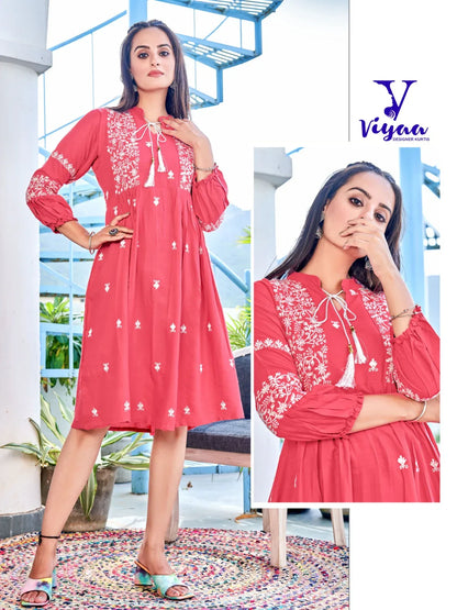 Viyaa Designer Candy Catalog Rayon Slub Party Wear Kurtis Collection (450x08)