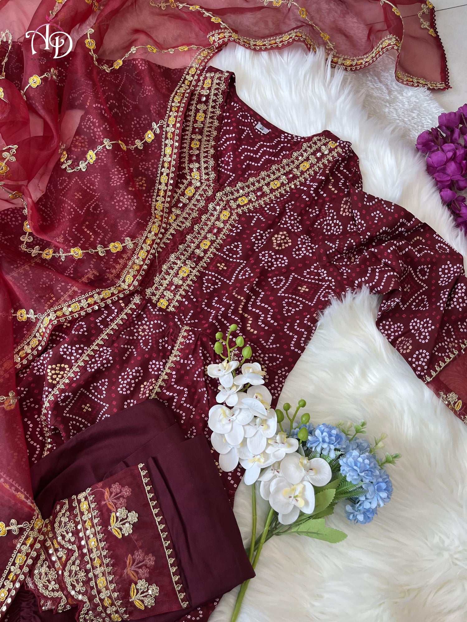 Beautiful Designer Meera Red Voluminous Anarkali Suit