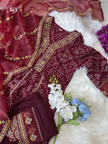 Beautiful Designer Meera Red Voluminous Anarkali Suit