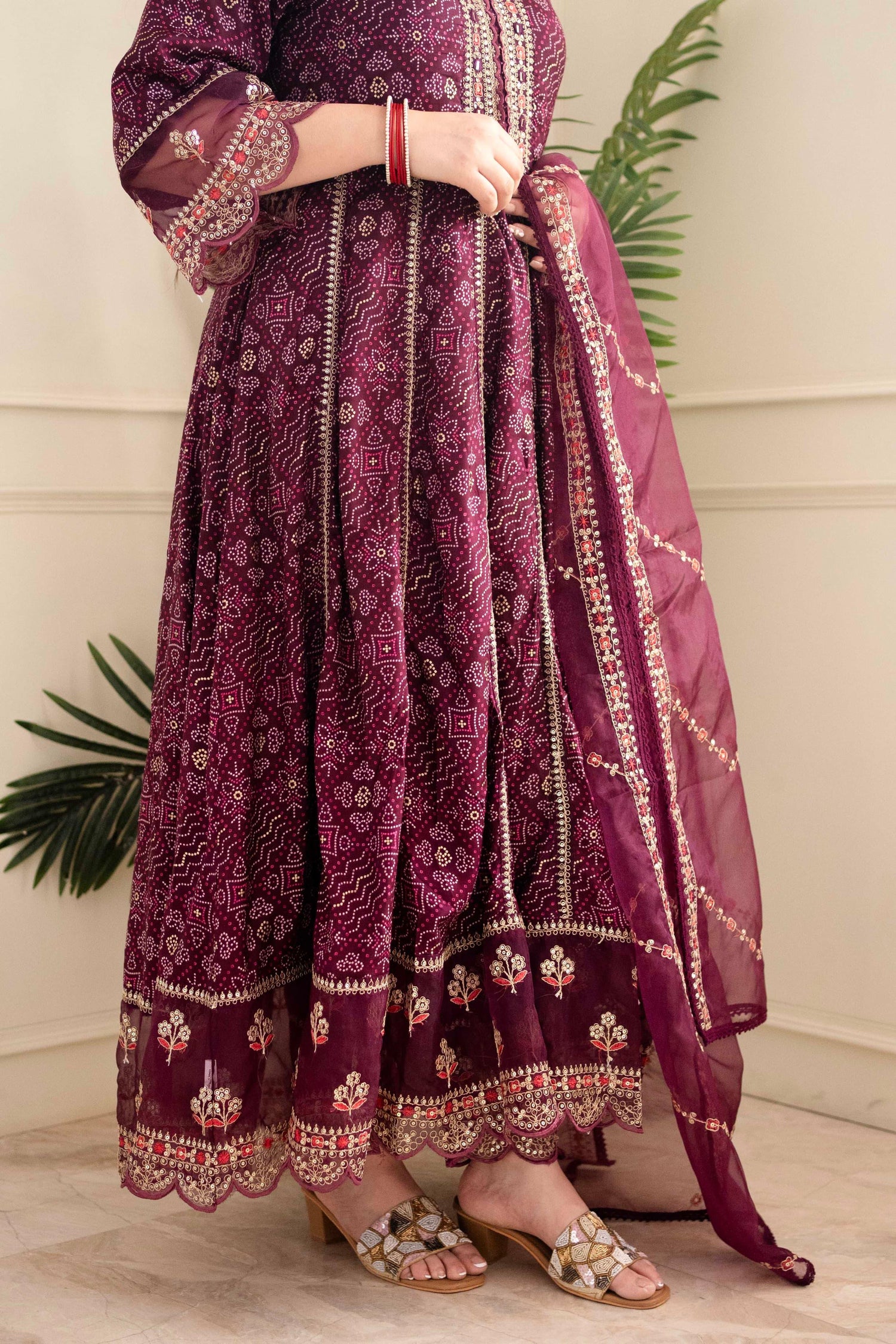 Beautiful Designer Meera Red Voluminous Anarkali Suit