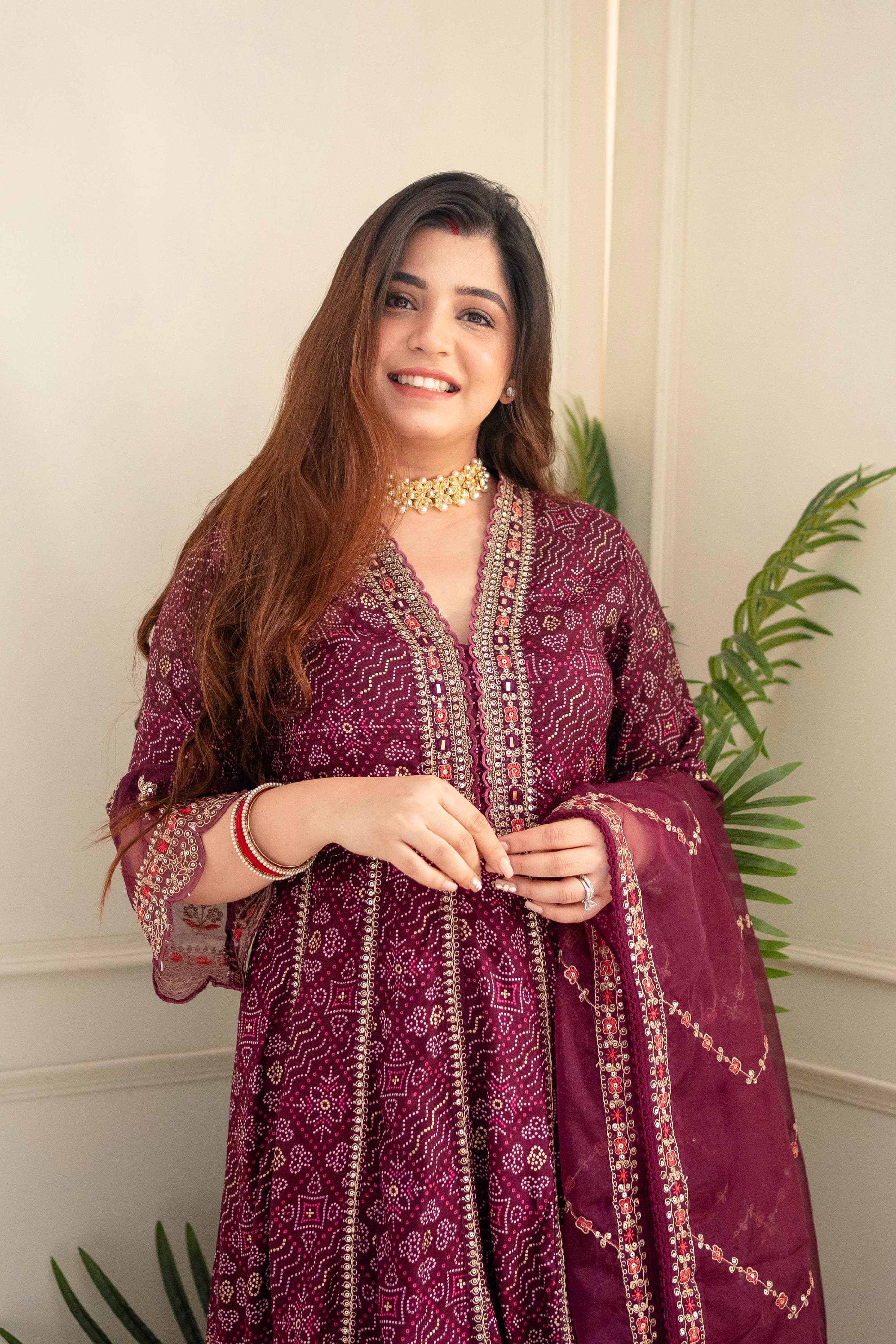 Beautiful Designer Meera Red Voluminous Anarkali Suit