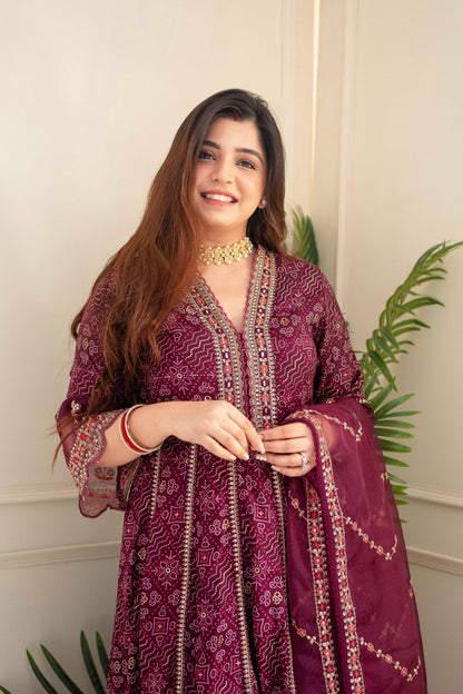 Beautiful Designer Meera Red Voluminous Anarkali Suit