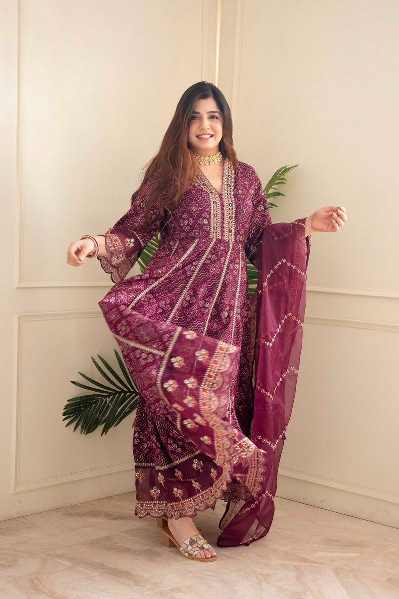 Beautiful Designer Meera Red Voluminous Anarkali Suit