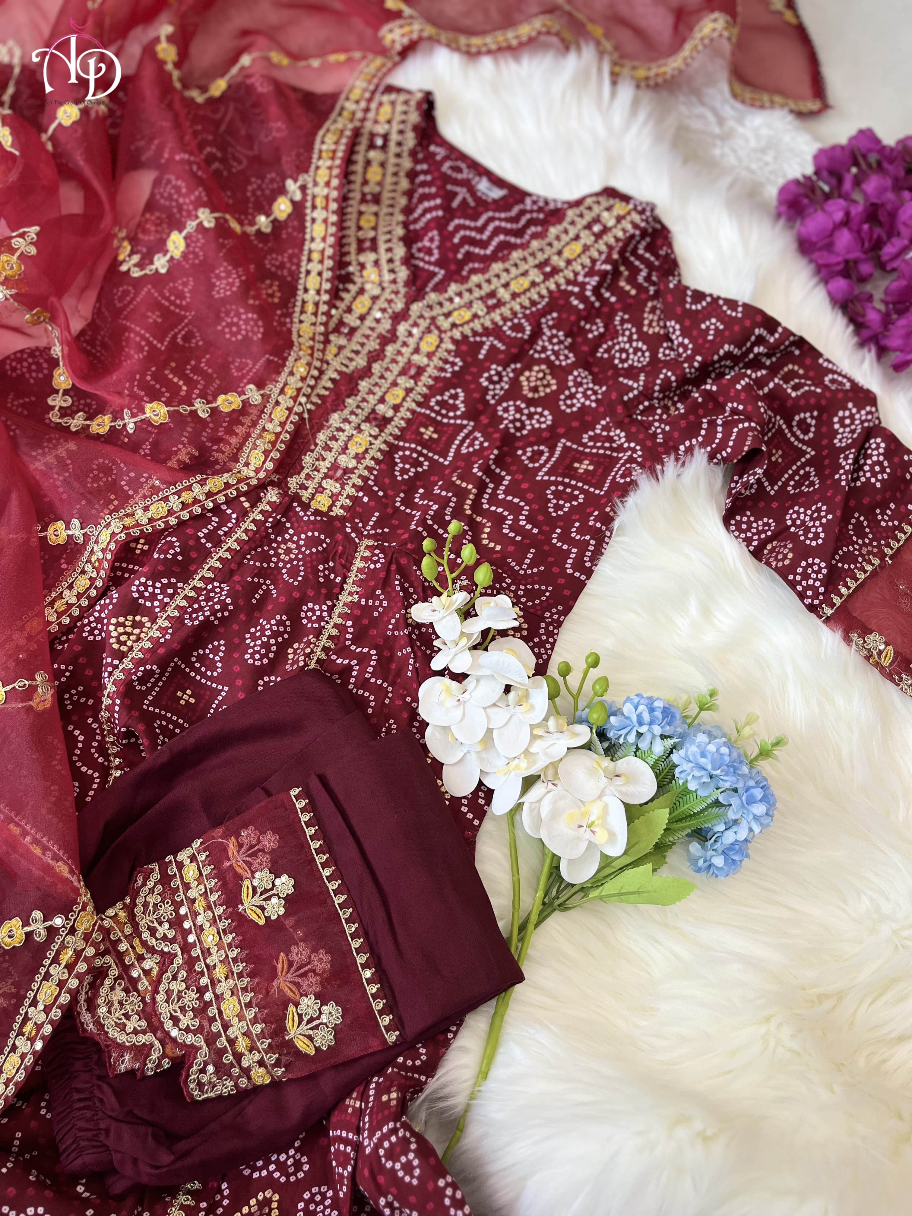 Beautiful Designer Meera Red Voluminous Anarkali Suit