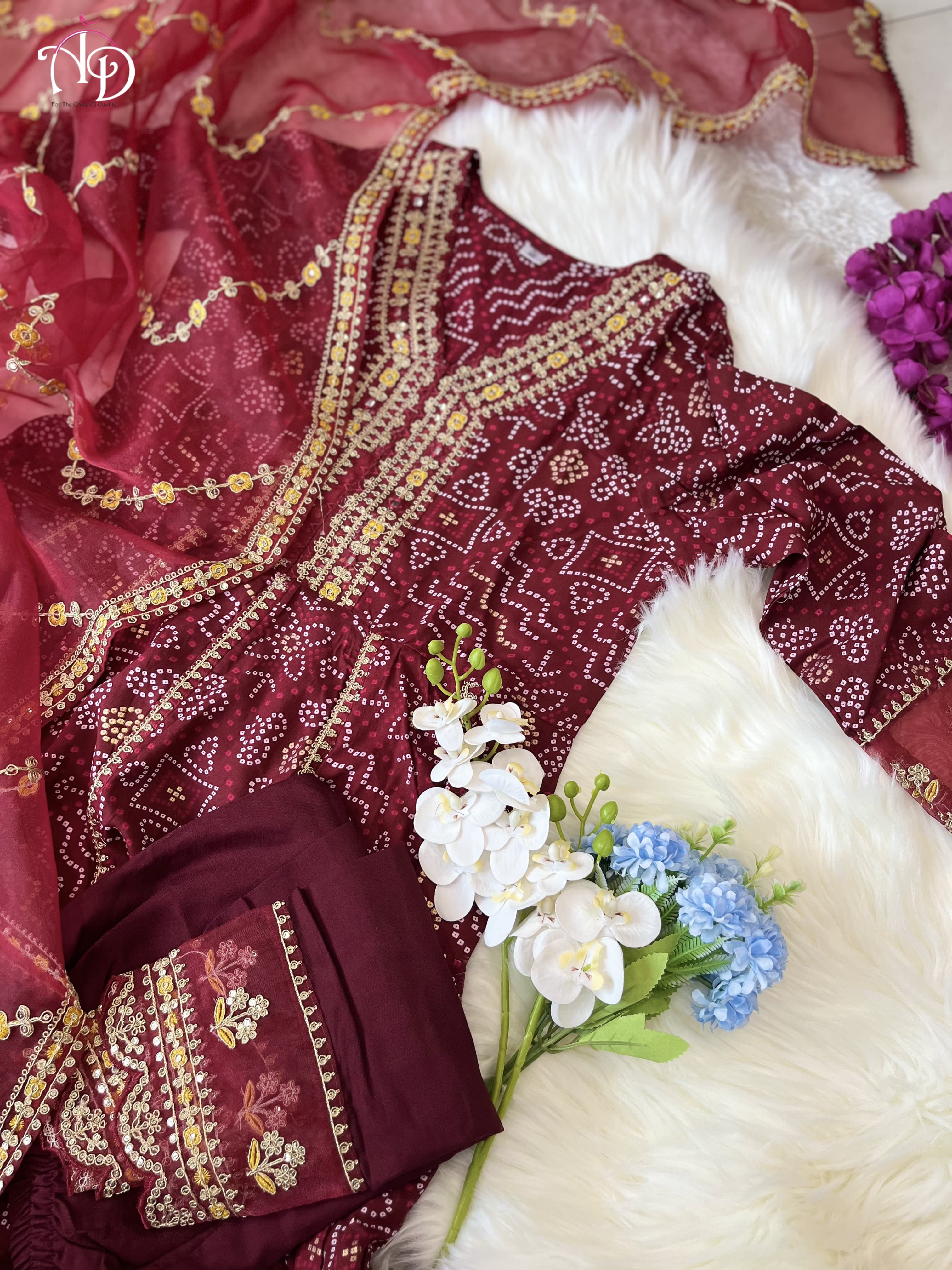 Beautiful Designer Meera Red Voluminous Anarkali Suit