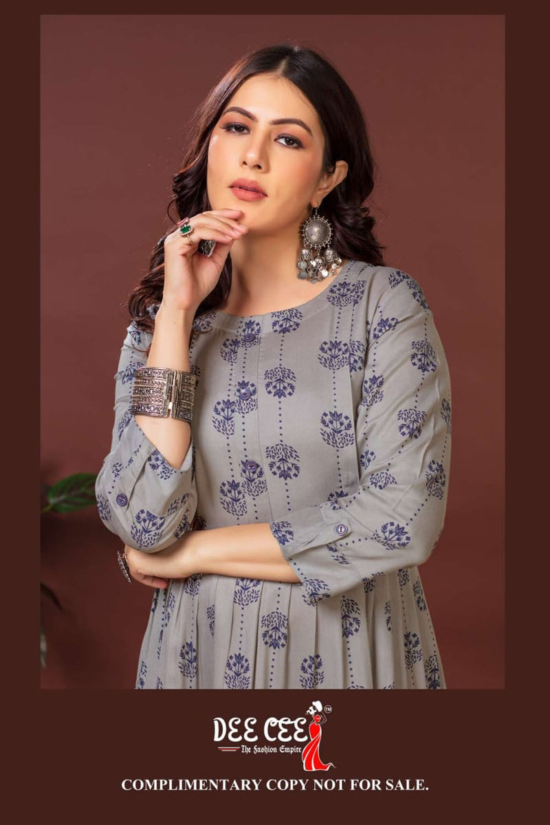 Deecee Kamakshi Heavy Riyon Print kurti series 101 to 106 (345x06)