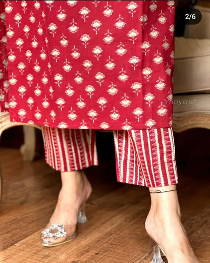 Beautiful Designer Winter Cotton Kurti Pant Set