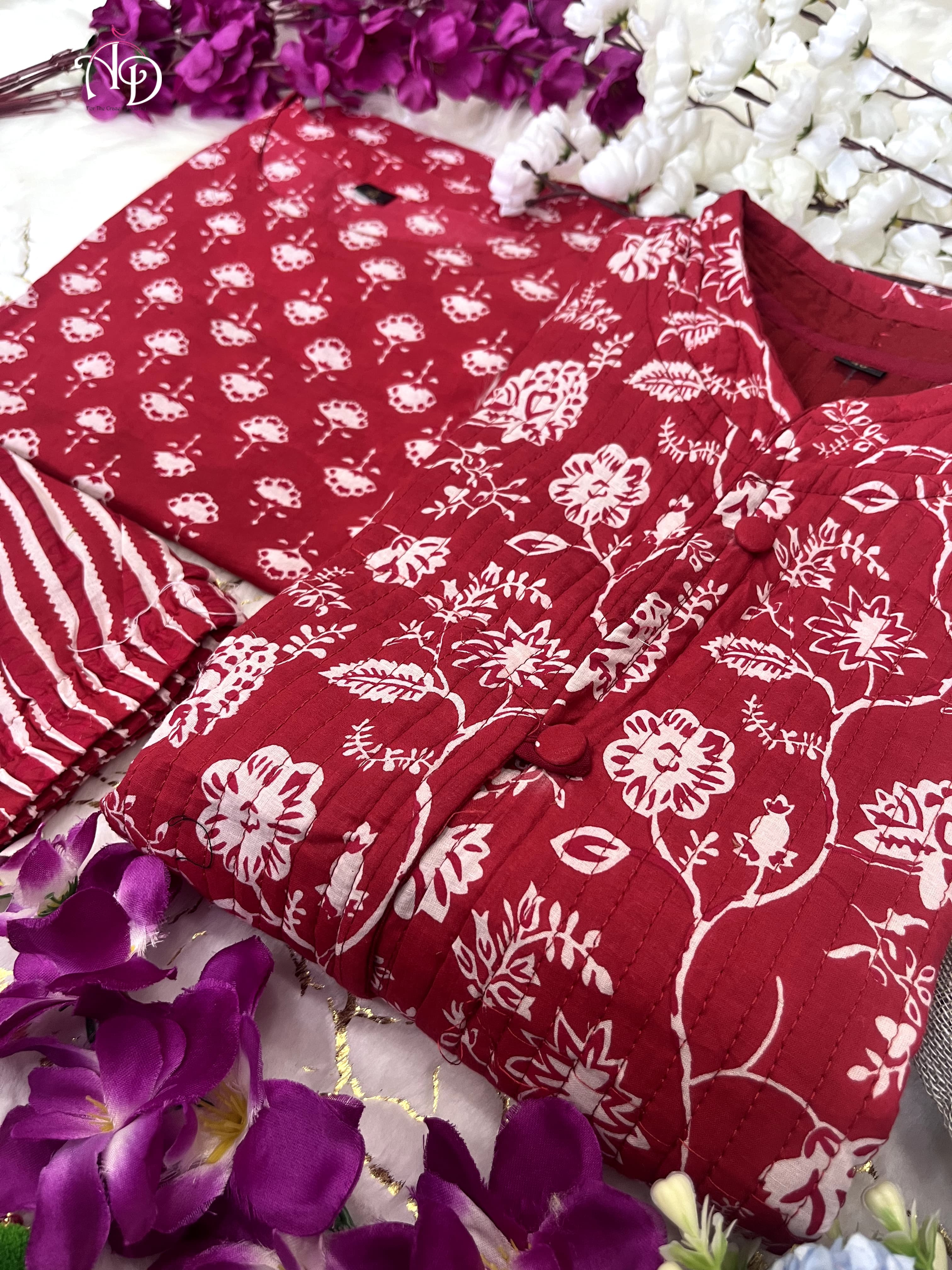 Beautiful Designer Winter Cotton Kurti Pant Set