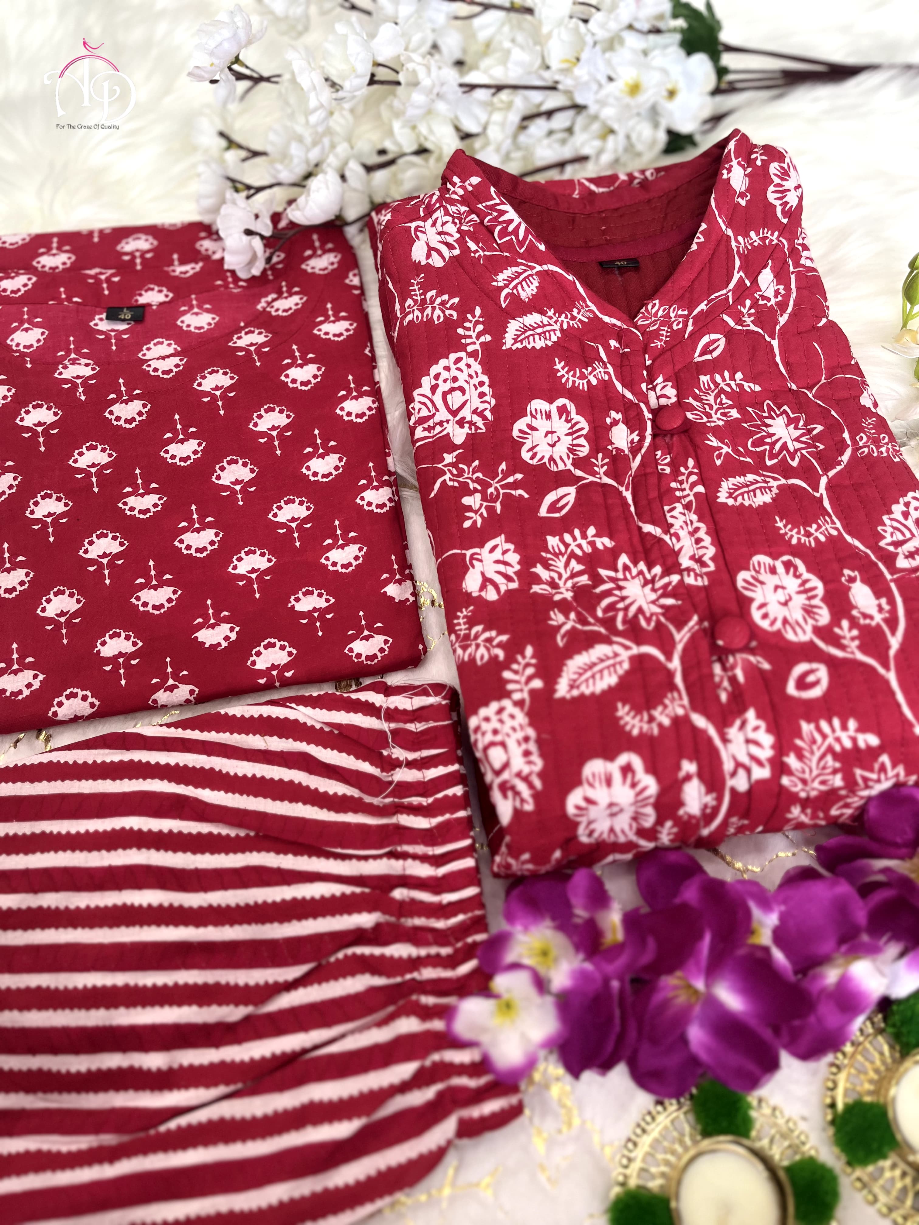 Beautiful Designer Winter Cotton Kurti Pant Set